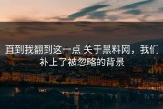 直到我翻到这一点 关于黑料网，我们补上了被忽略的背景
