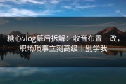 糖心vlog幕后拆解：收音布置一改，职场琐事立刻高级｜别学我