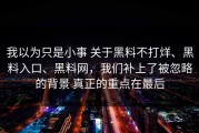 我以为只是小事 关于黑料不打烊、黑料入口、黑料网，我们补上了被忽略的背景 真正的重点在最后
