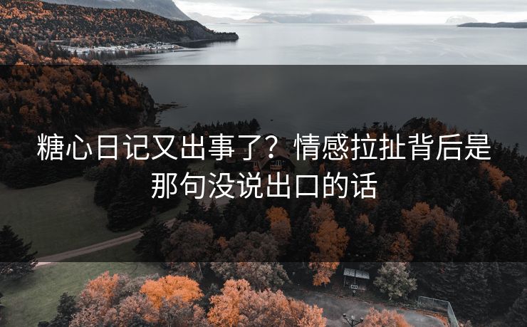 糖心日记又出事了？情感拉扯背后是那句没说出口的话