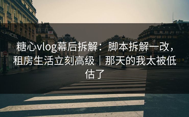 糖心vlog幕后拆解：脚本拆解一改，租房生活立刻高级｜那天的我太被低估了