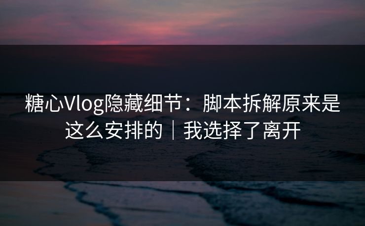 糖心Vlog隐藏细节：脚本拆解原来是这么安排的｜我选择了离开
