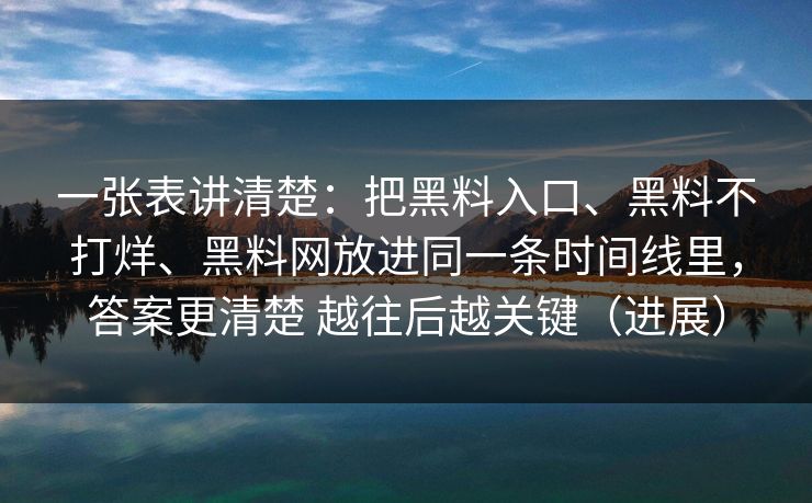 一张表讲清楚：把黑料入口、黑料不打烊、黑料网放进同一条时间线里，答案更清楚 越往后越关键（进展）
