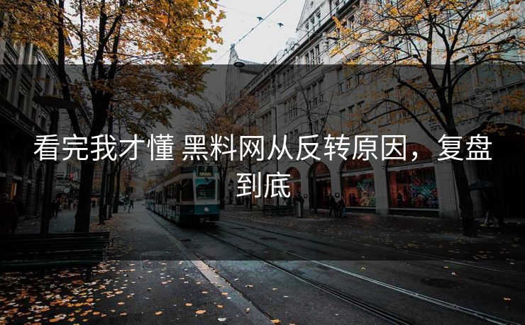 看完我才懂 黑料网从反转原因，复盘到底
