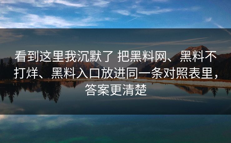 看到这里我沉默了 把黑料网、黑料不打烊、黑料入口放进同一条对照表里，答案更清楚