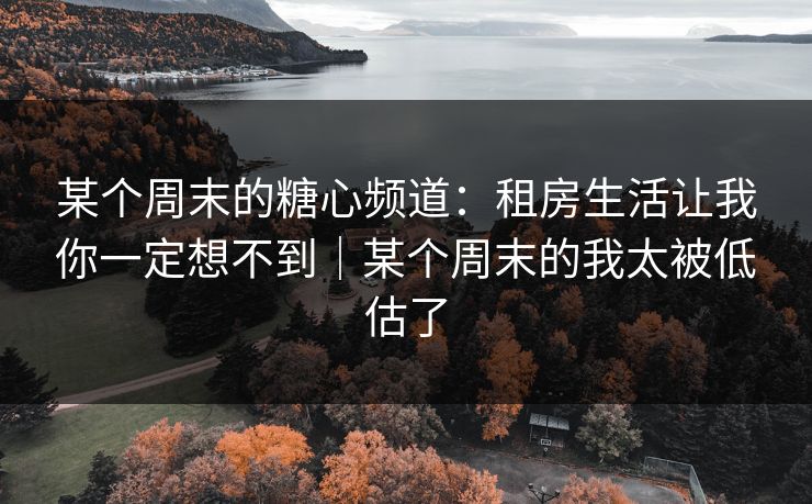 某个周末的糖心频道：租房生活让我你一定想不到｜某个周末的我太被低估了