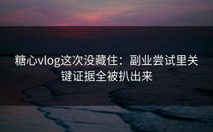 糖心vlog这次没藏住：副业尝试里关键证据全被扒出来