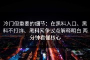 冷门但重要的细节：在黑料入口、黑料不打烊、黑料网争议点解释明白 两分钟看懂核心