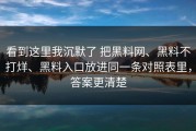看到这里我沉默了 把黑料网、黑料不打烊、黑料入口放进同一条对照表里，答案更清楚
