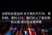 没想到会是这样 关于黑料不打烊、黑料网、黑料入口，我们补上了被忽略的证据 建议先收藏再看