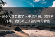 很多人都忽略了 关于黑料网、黑料不打烊，我们补上了被忽略的背景