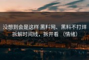 没想到会是这样 黑料网、黑料不打烊拆解时间线，拆开看 （情绪）