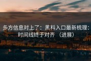 多方信息对上了：黑料入口最新梳理：时间线终于对齐 （进展）