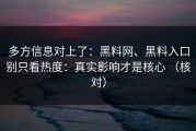 多方信息对上了：黑料网、黑料入口别只看热度：真实影响才是核心 （核对）