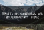 那天爆了：糖心Vlog省钱挑战，被我发现的漏洞终于来了｜别学我