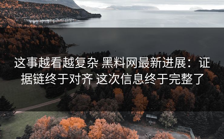 这事越看越复杂 黑料网最新进展：证据链终于对齐 这次信息终于完整了