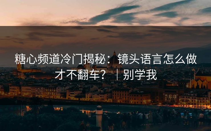 糖心频道冷门揭秘：镜头语言怎么做才不翻车？｜别学我