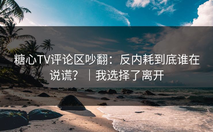 糖心TV评论区吵翻：反内耗到底谁在说谎？｜我选择了离开