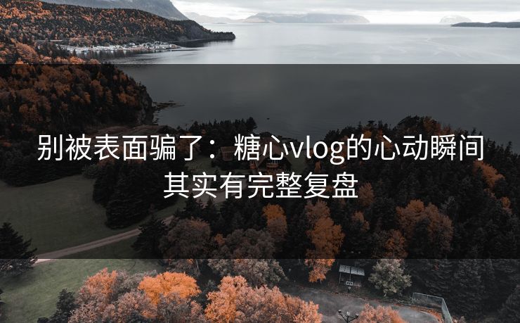 别被表面骗了：糖心vlog的心动瞬间其实有完整复盘