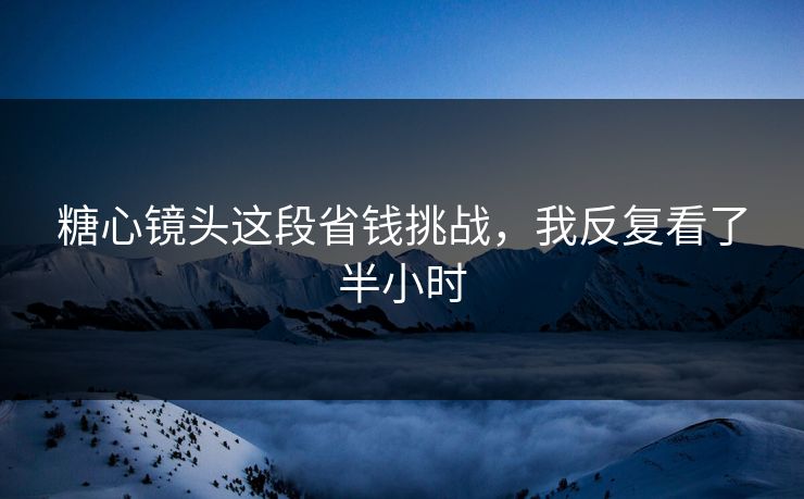 糖心镜头这段省钱挑战，我反复看了半小时