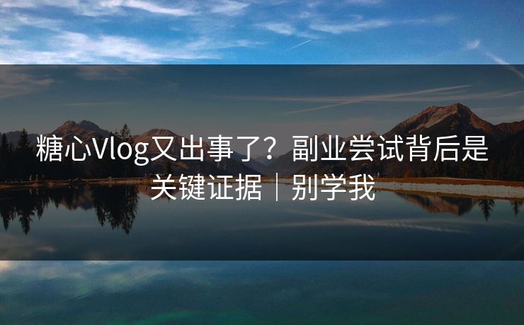 糖心Vlog又出事了？副业尝试背后是关键证据｜别学我
