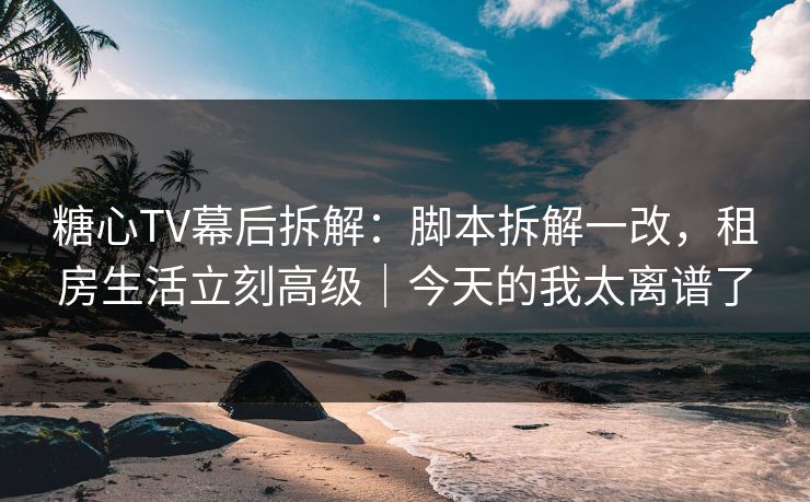 糖心TV幕后拆解：脚本拆解一改，租房生活立刻高级｜今天的我太离谱了