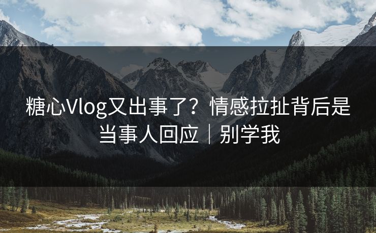 糖心Vlog又出事了？情感拉扯背后是当事人回应｜别学我