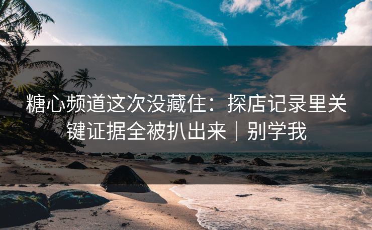 糖心频道这次没藏住：探店记录里关键证据全被扒出来｜别学我