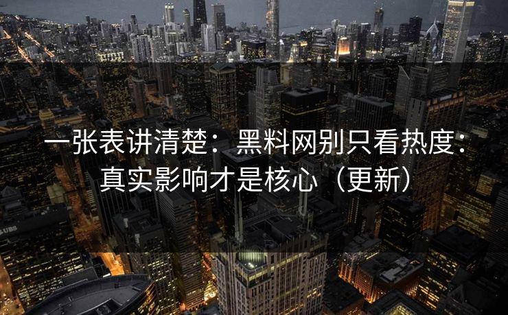 一张表讲清楚：黑料网别只看热度：真实影响才是核心（更新）